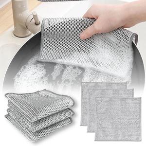 3 Pack Non-Scratch Wire Dishcloth, Multipurpose Wire Dishwashing Rags for Wet and Dry, Easy Rinsing, Reusable, Wire Cleaning Cloth Wire Dish Towels for Kitchen, Sinks, Pots, Pans Disposable Hand Household