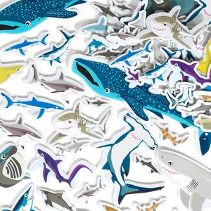 2 LEARN Foam Stickers - Sharks - Pack of 132 - Self-Adhesive Stickers for Kids - 3D Cute Shark Stickers for Laptops, Party Favors and Crafts