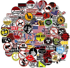 100pcs Pack Funny Hard Hat Stickers for Tool Box Helmet, Vinyl Sticker for Men Construction Welding Union Military Ironworker Lineman Oilfield Electrician Pipeliner Ibew - American Patriotic Decals